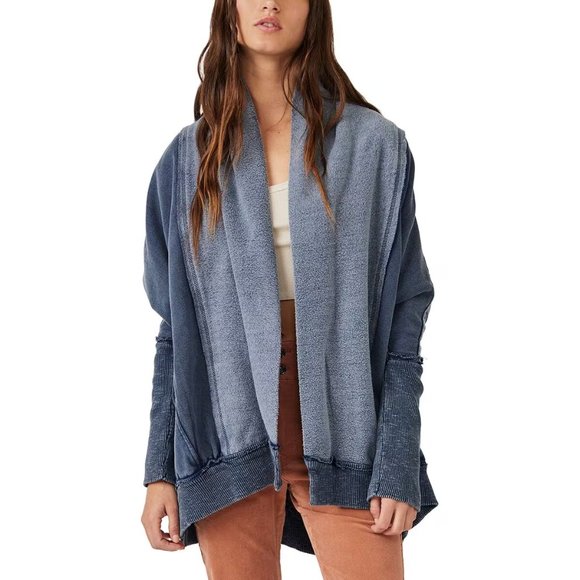 Free People Monday-Friday Cardi Oversized Sweatshirt Kimono NWT - S/M - Picture 3 of 7